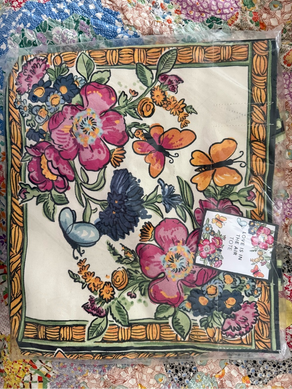 Brighton Love Is In The Air Floral Tote in Pink, Orange, Navy and Green
